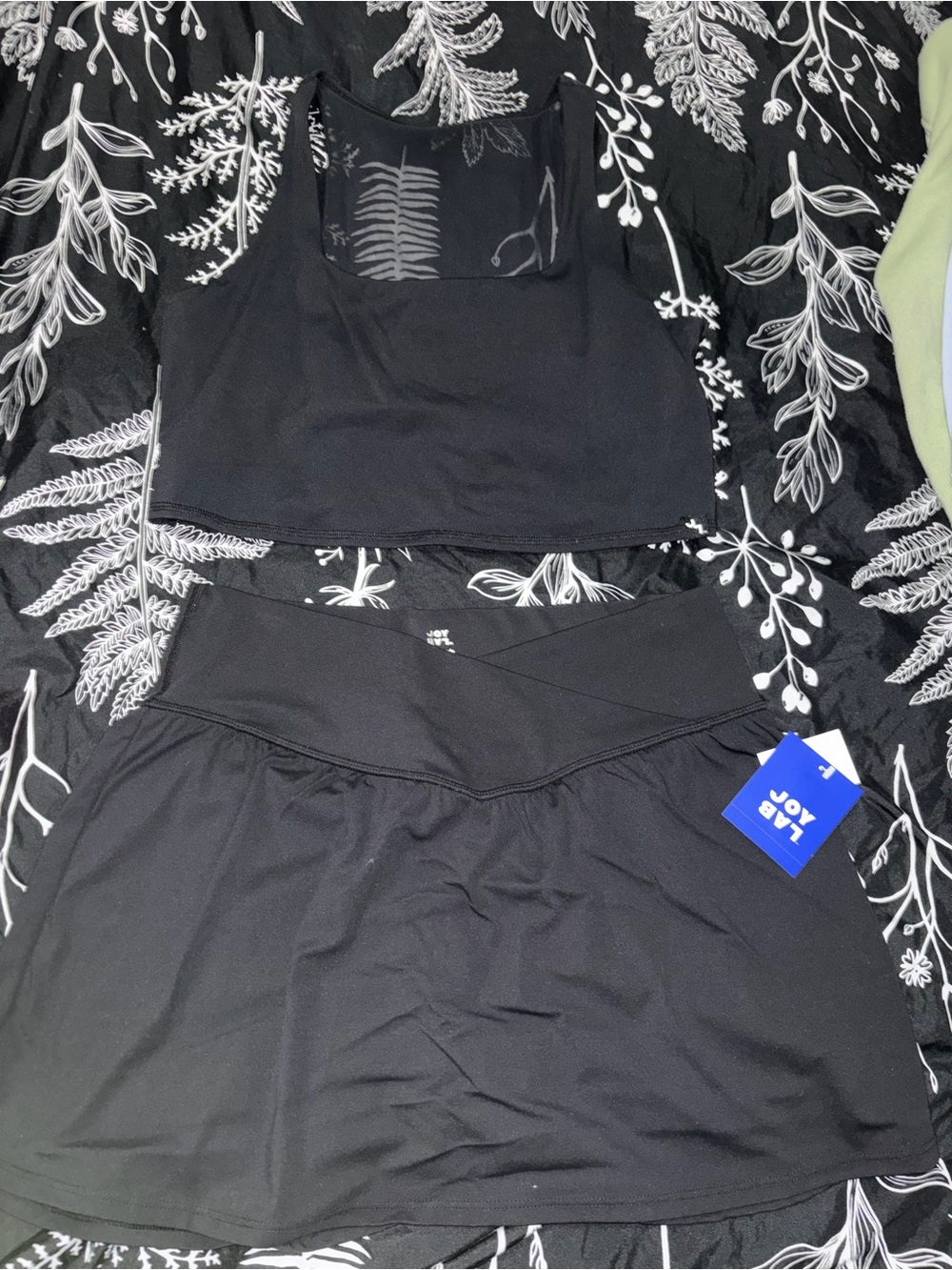 JoyLab Black Athletic Crop Tank and Skort Set